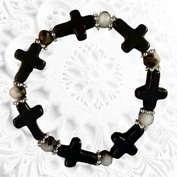 NWT-Beautiful Cross Bracelets made of Semiprecious Stones! - Picture 4 of 12